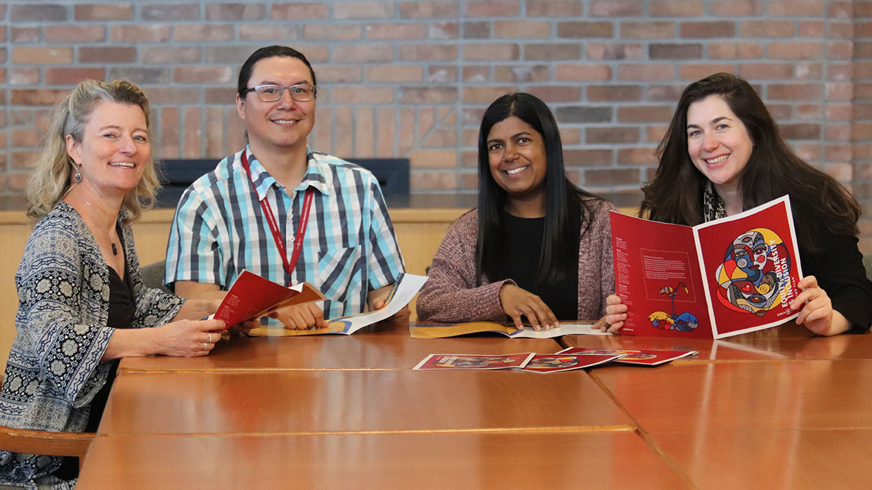 Members of EDI Committee discuss new action plan inside Castlegar Campus.