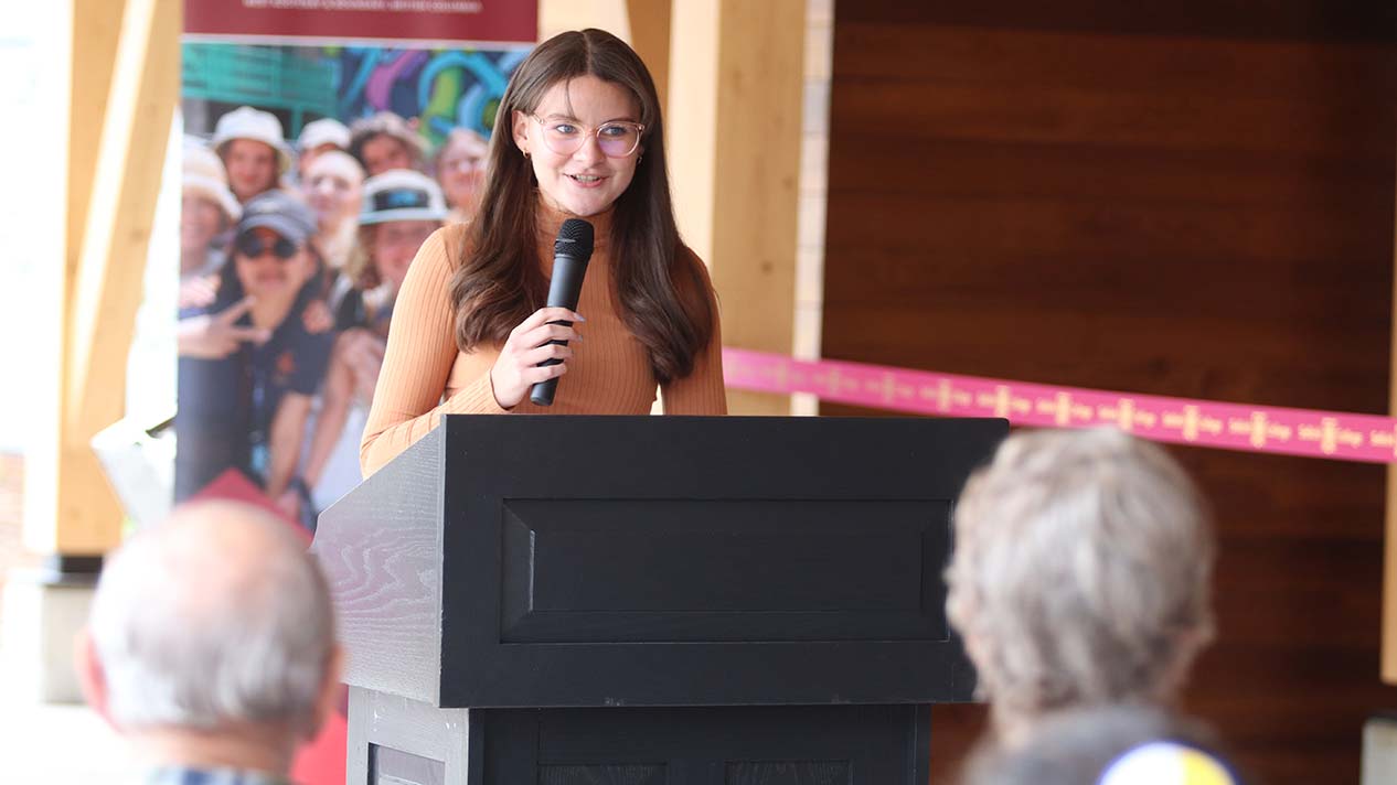 Student Adrianna Froese at opening of student housing