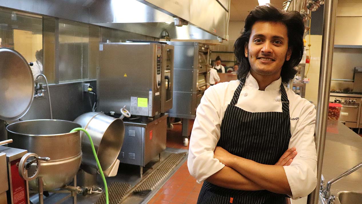 Cooking student in the kitchen