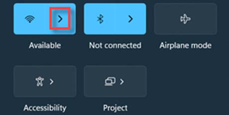 A screenshot showing how to connect to Wi-Fi from Windows 11