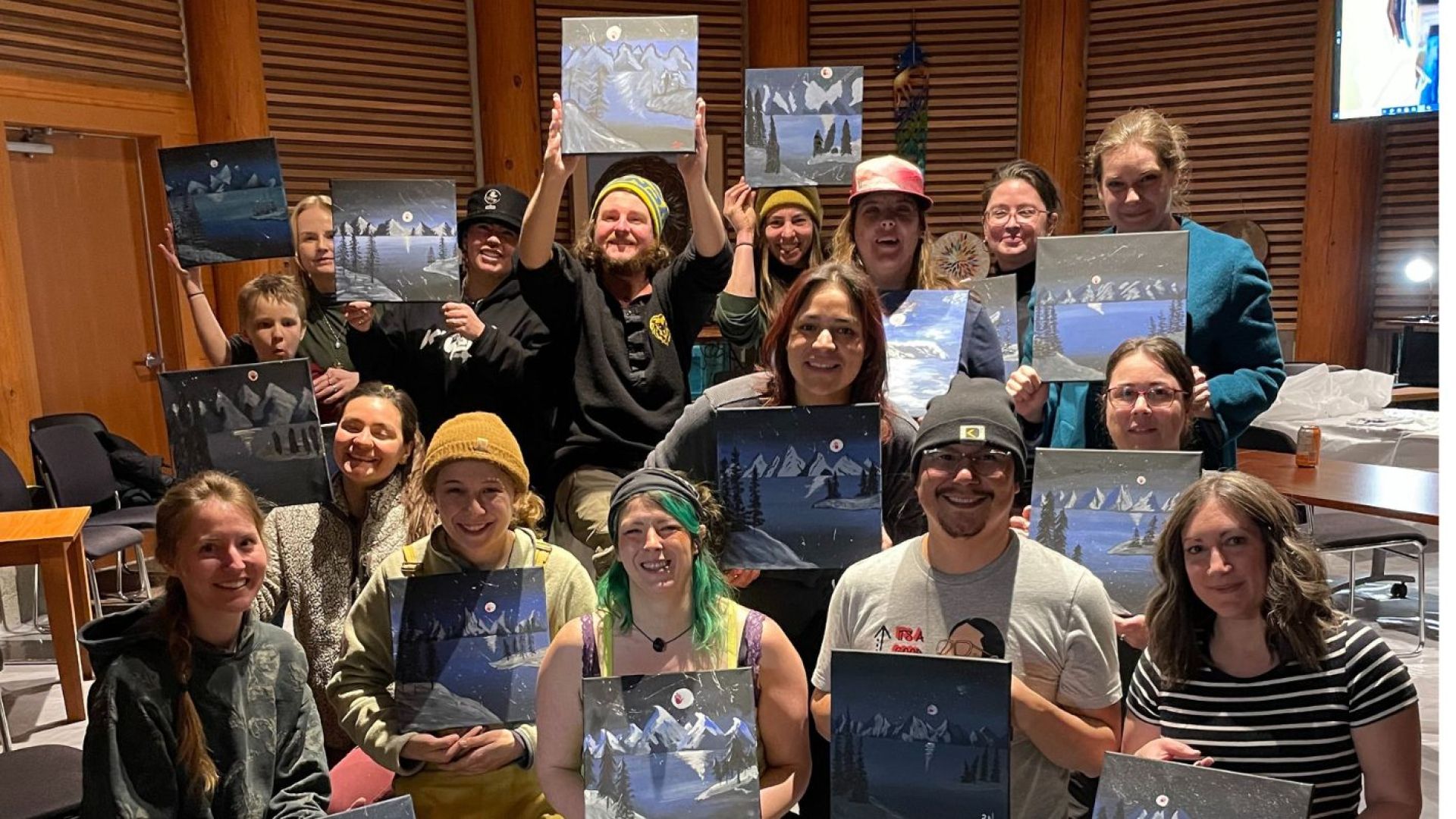 Students display creations from a paint night