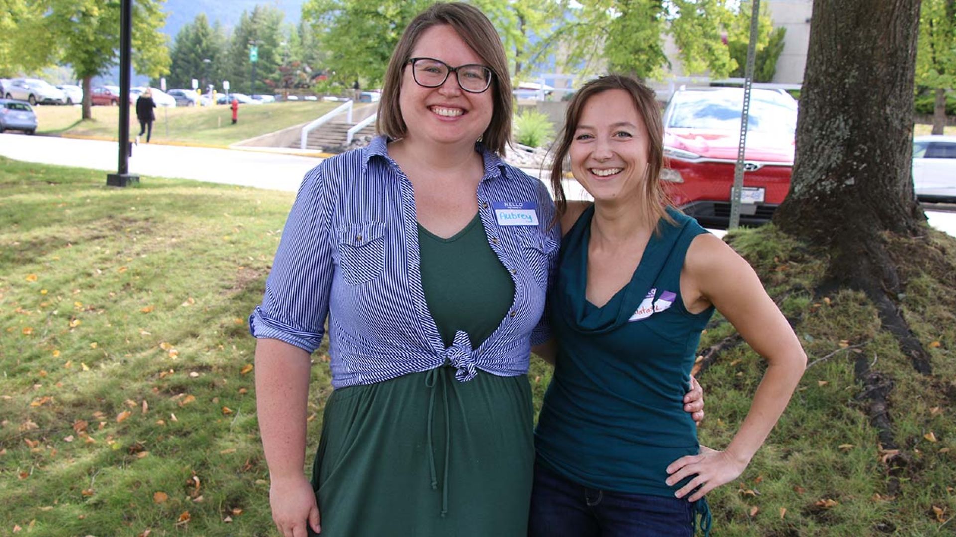 Two of the new employees welcomed at the bbq
