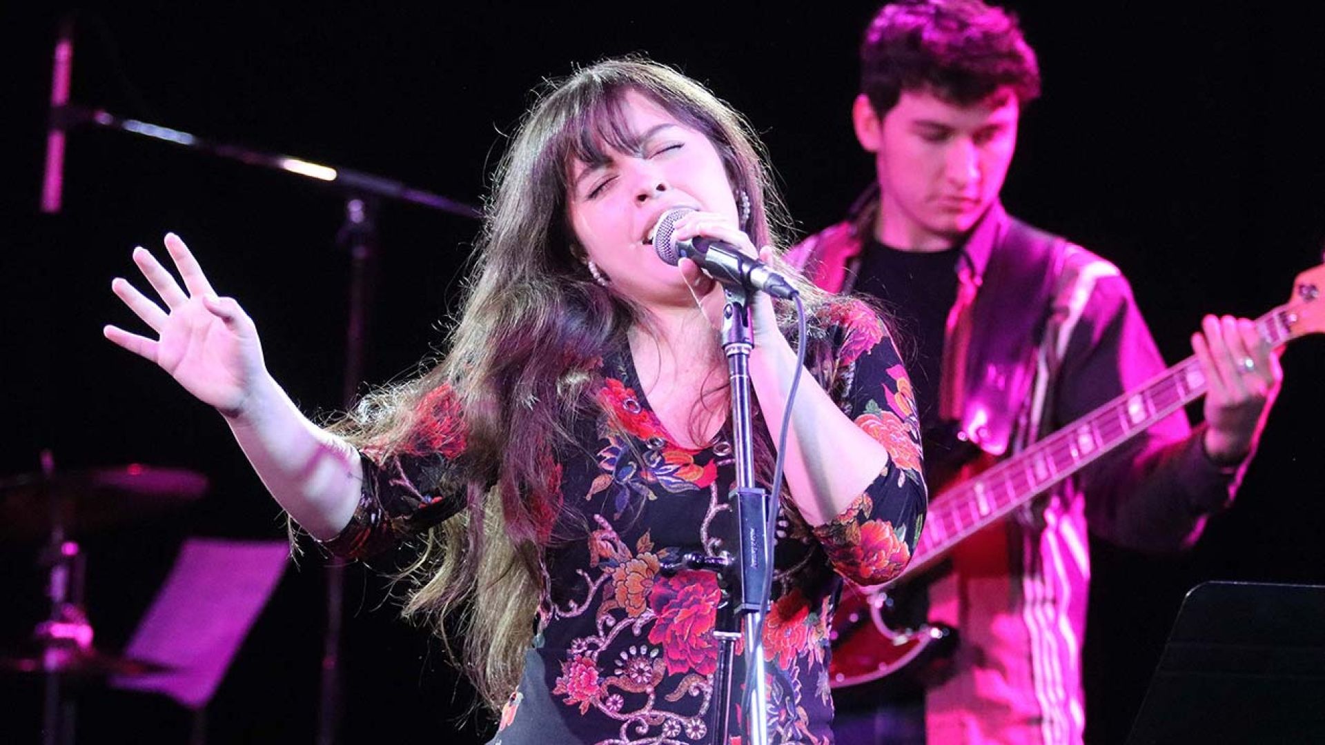 Music program student singing