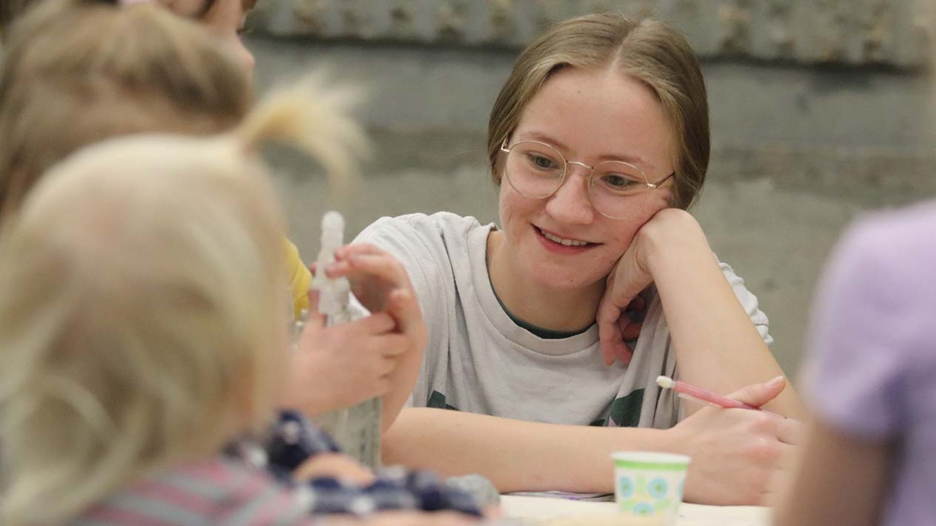 ECCE student with kids