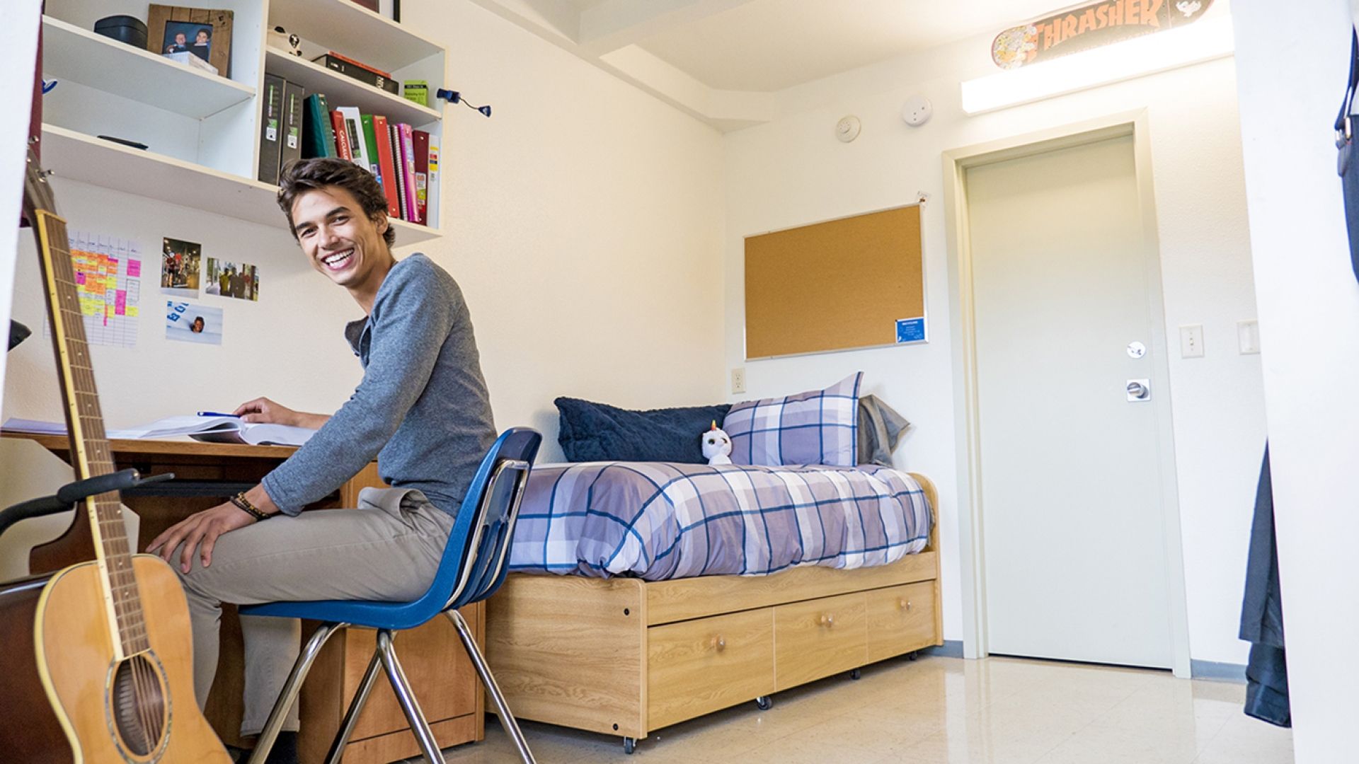 Student in his room