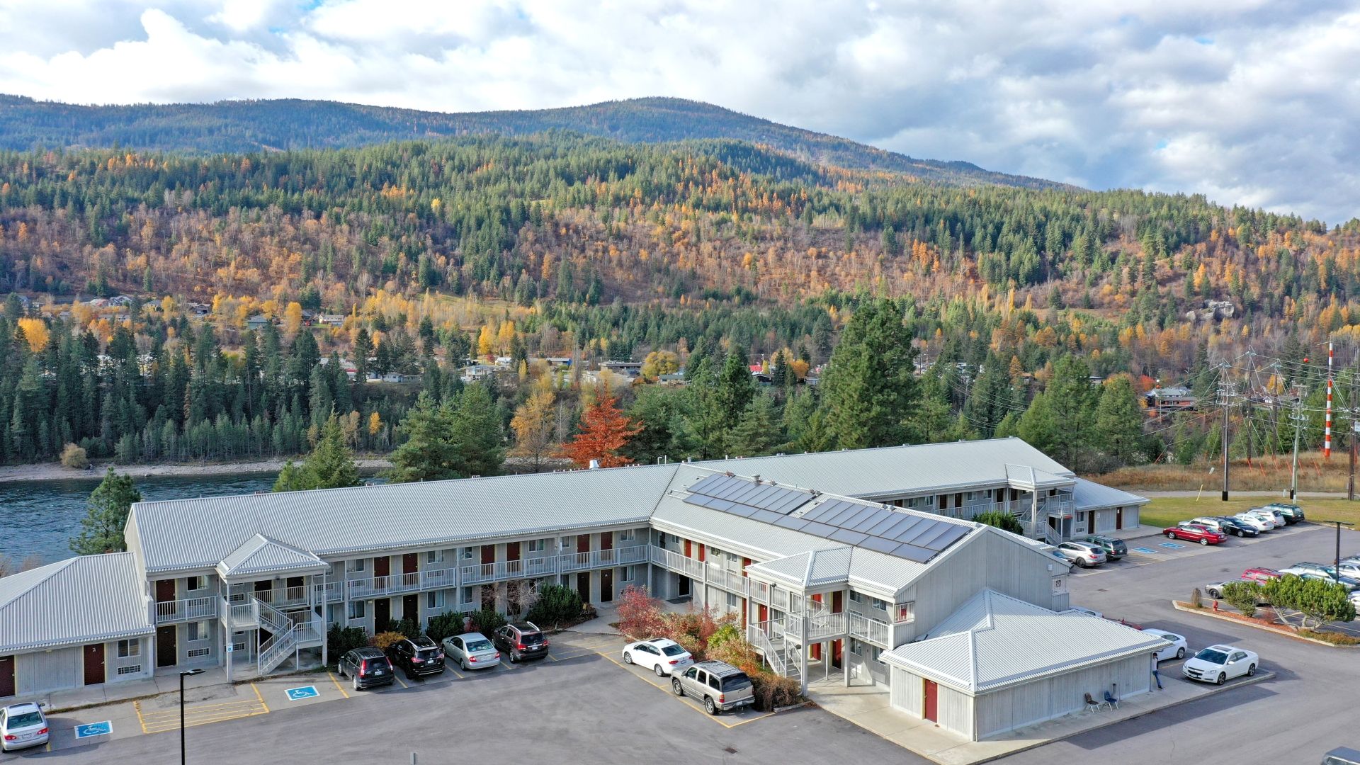 An aerial view of the Castlegar Campus Student Housing