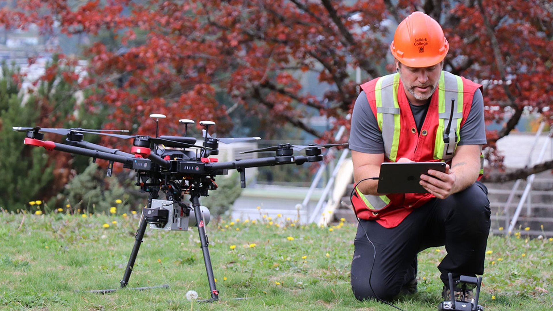 Man working with drone