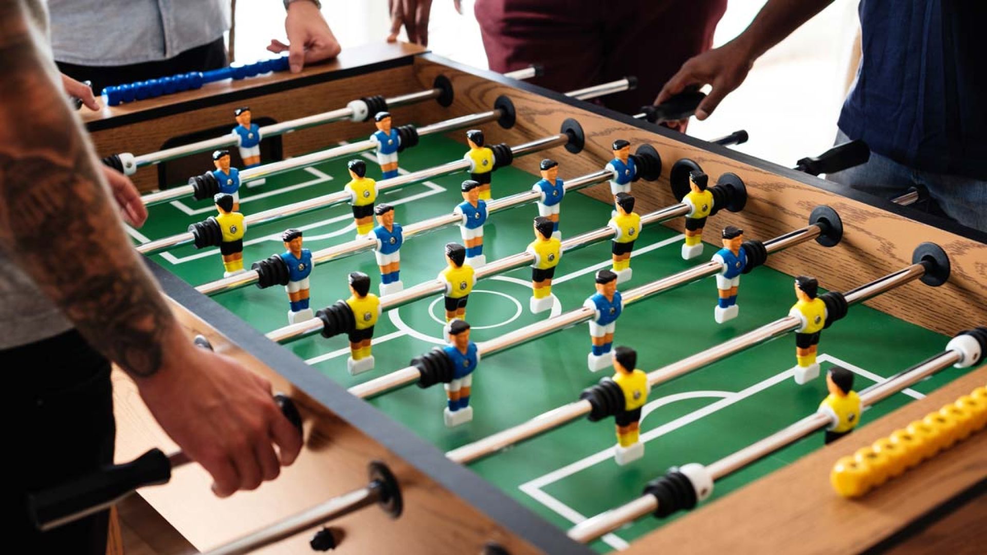 A foosball table