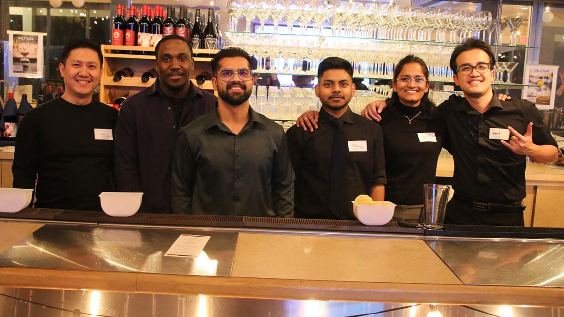 Student bartenders get ready