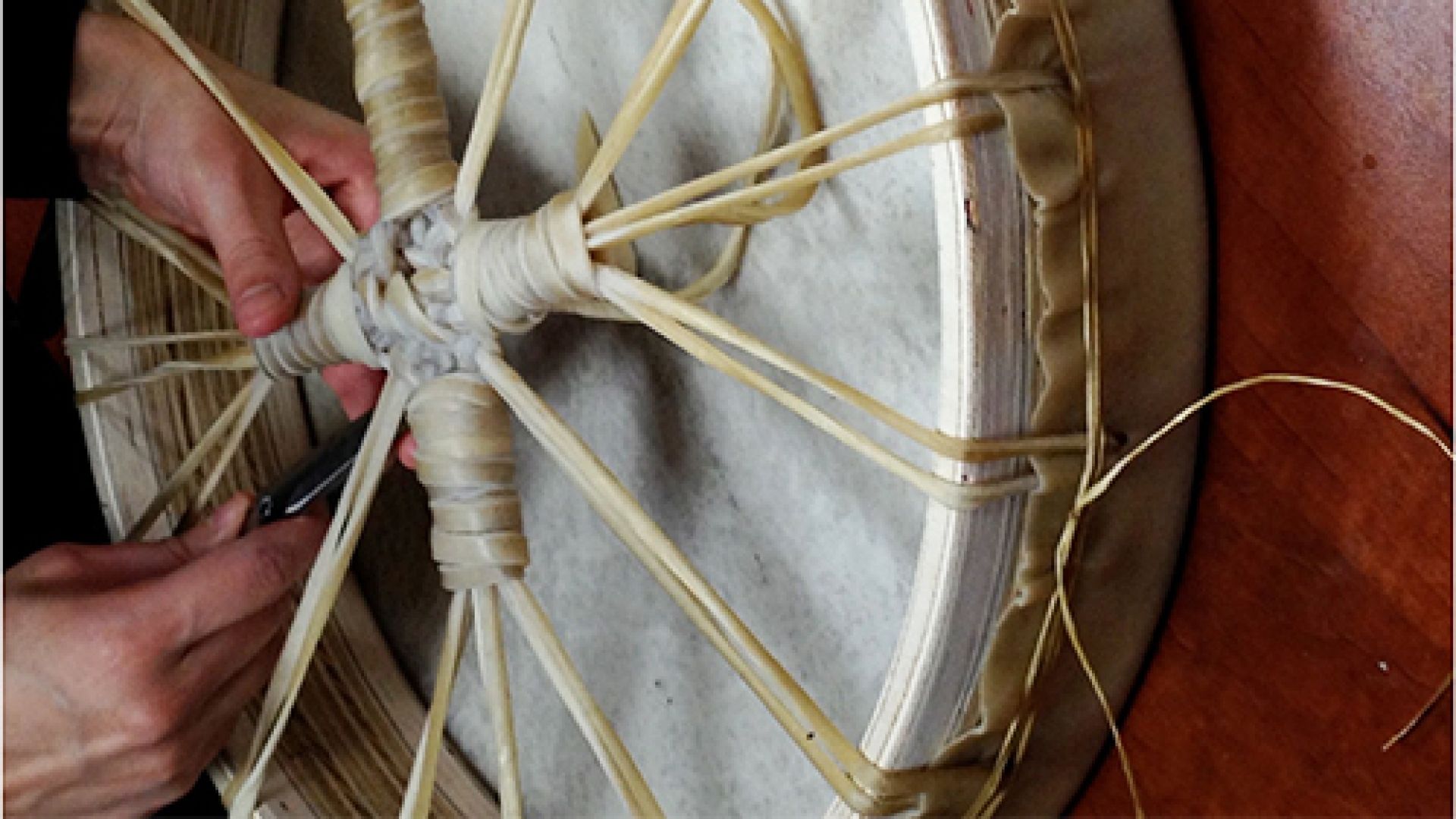 The back of a handmade drum