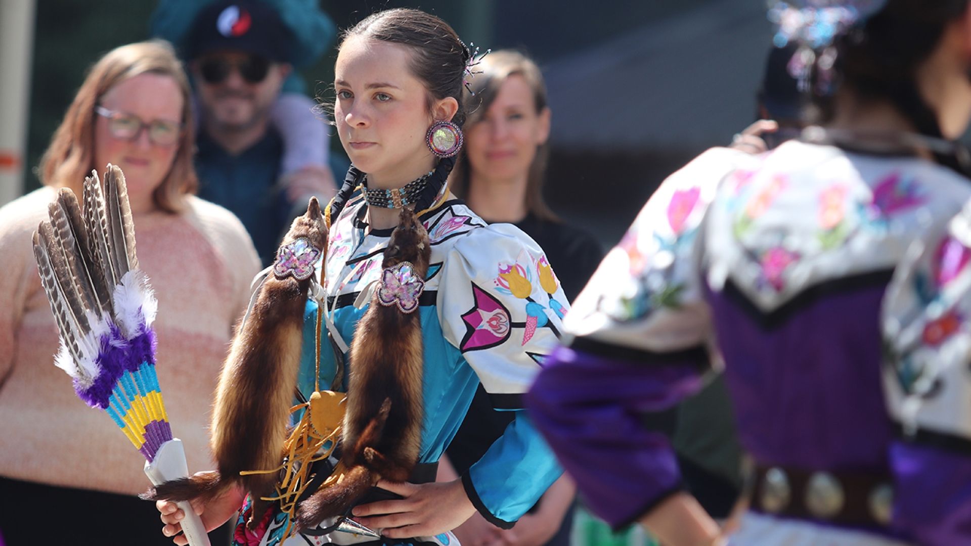 Close up of Indigenous dancer