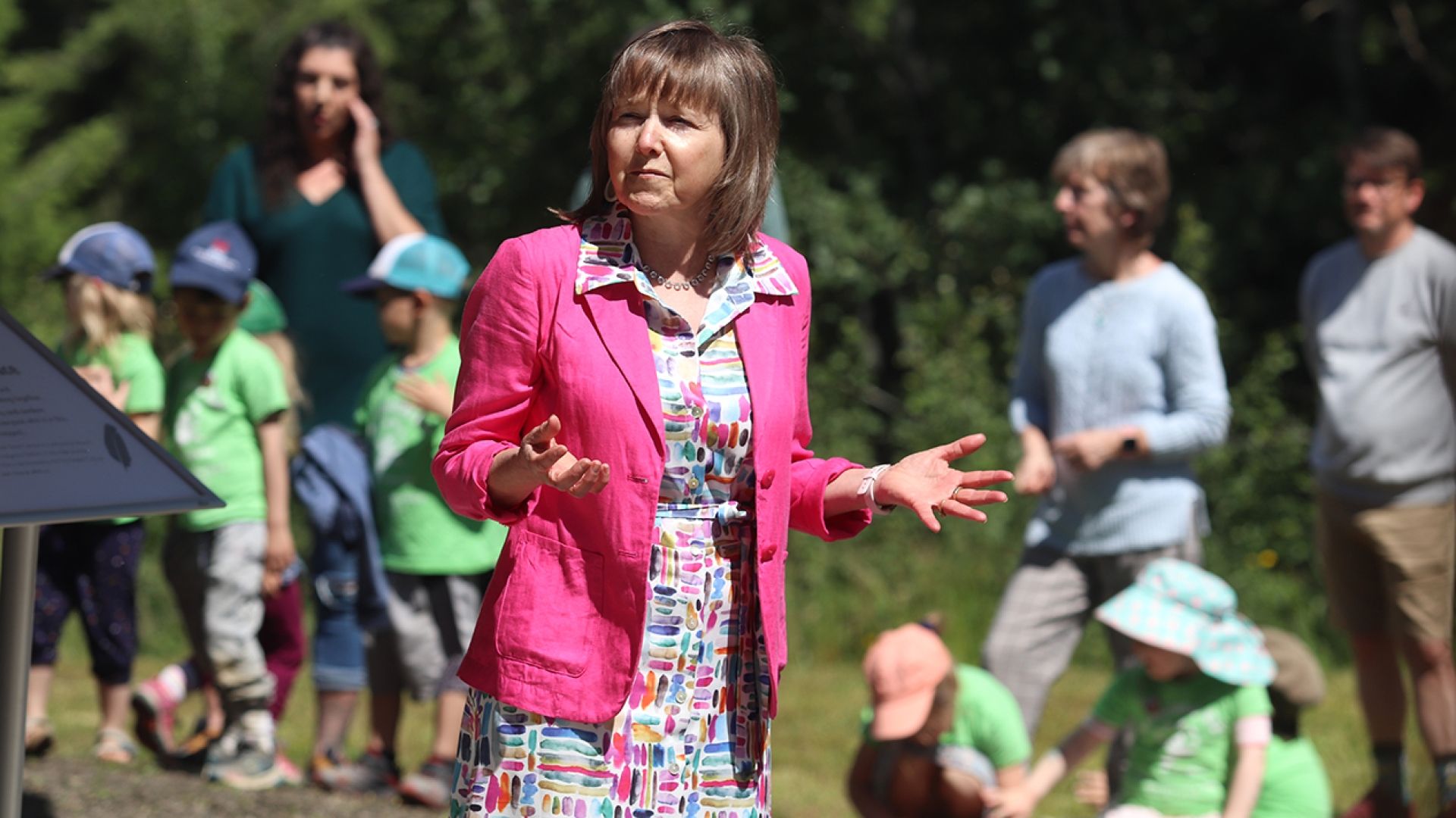 Selkirk College President Maggie Matear speaks at the Tenth Street Indigenous Gathering Space opening