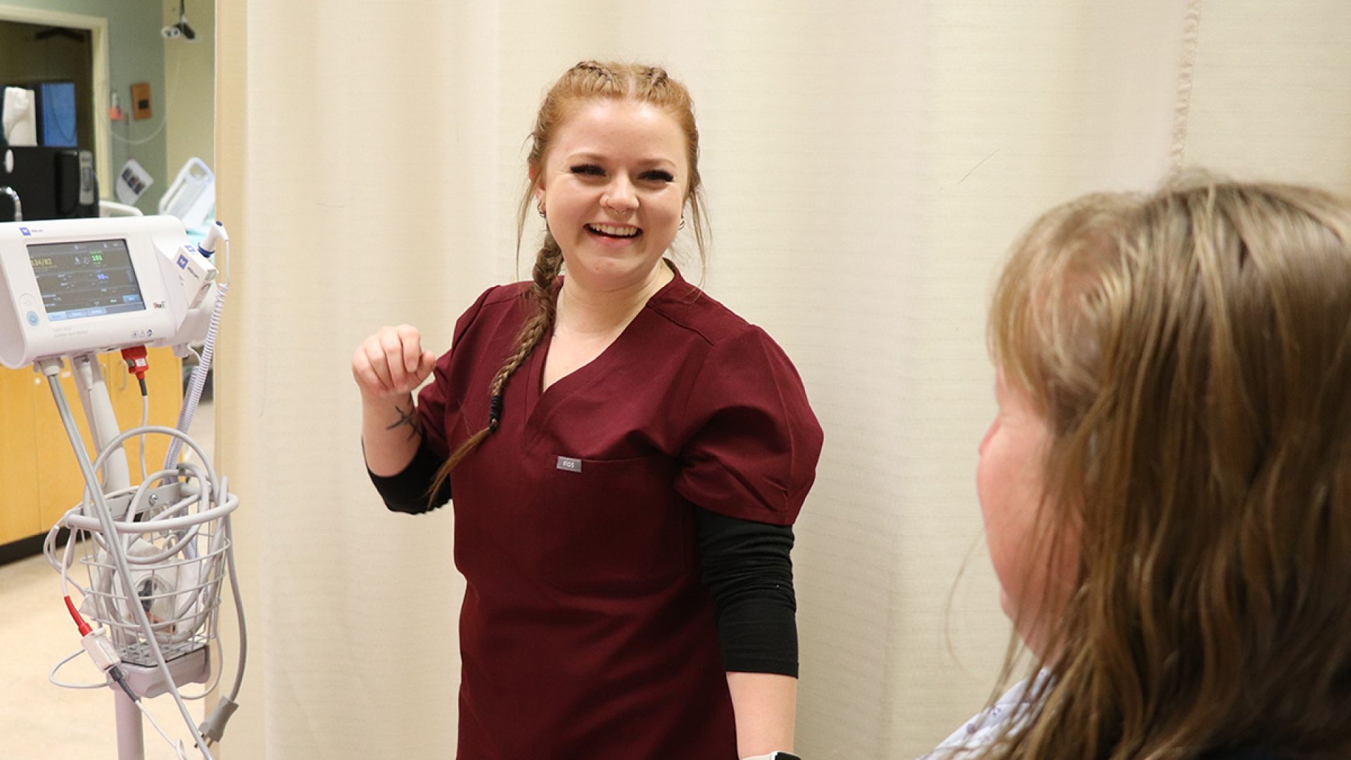 Selkirk College nursing student doing a in-person simulation