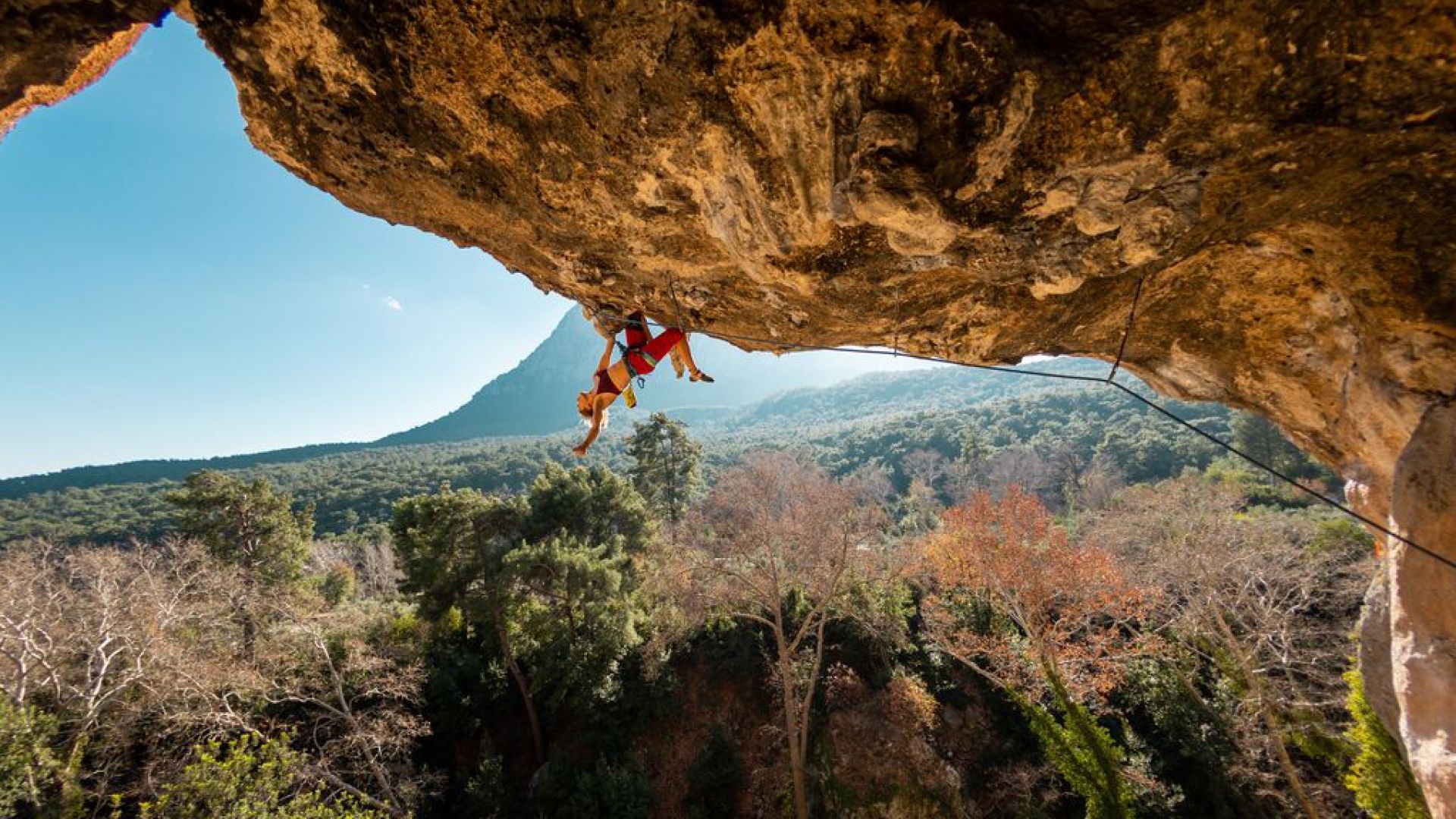 A climber on a mountain