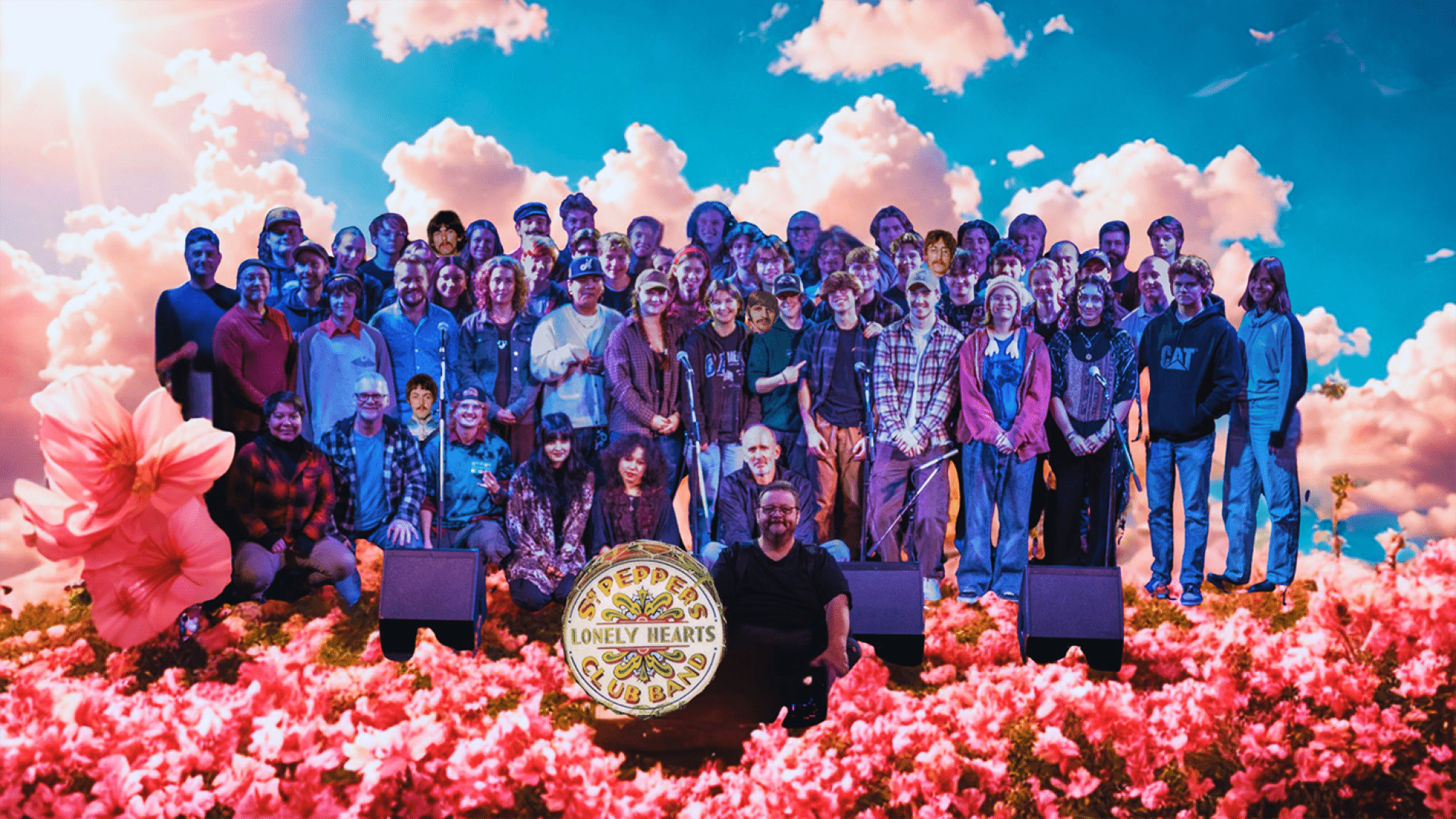 Students stand in a group 