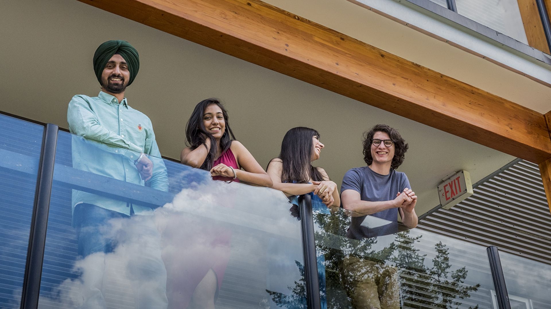 Selkirk College students outside at Student Housing, Nelson BC