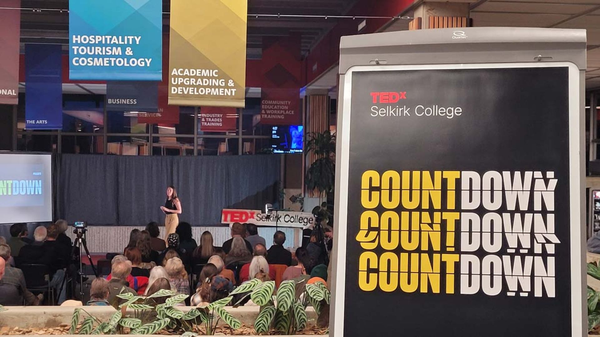The TEDx countdown poster in The Pit, Castlegar Campus