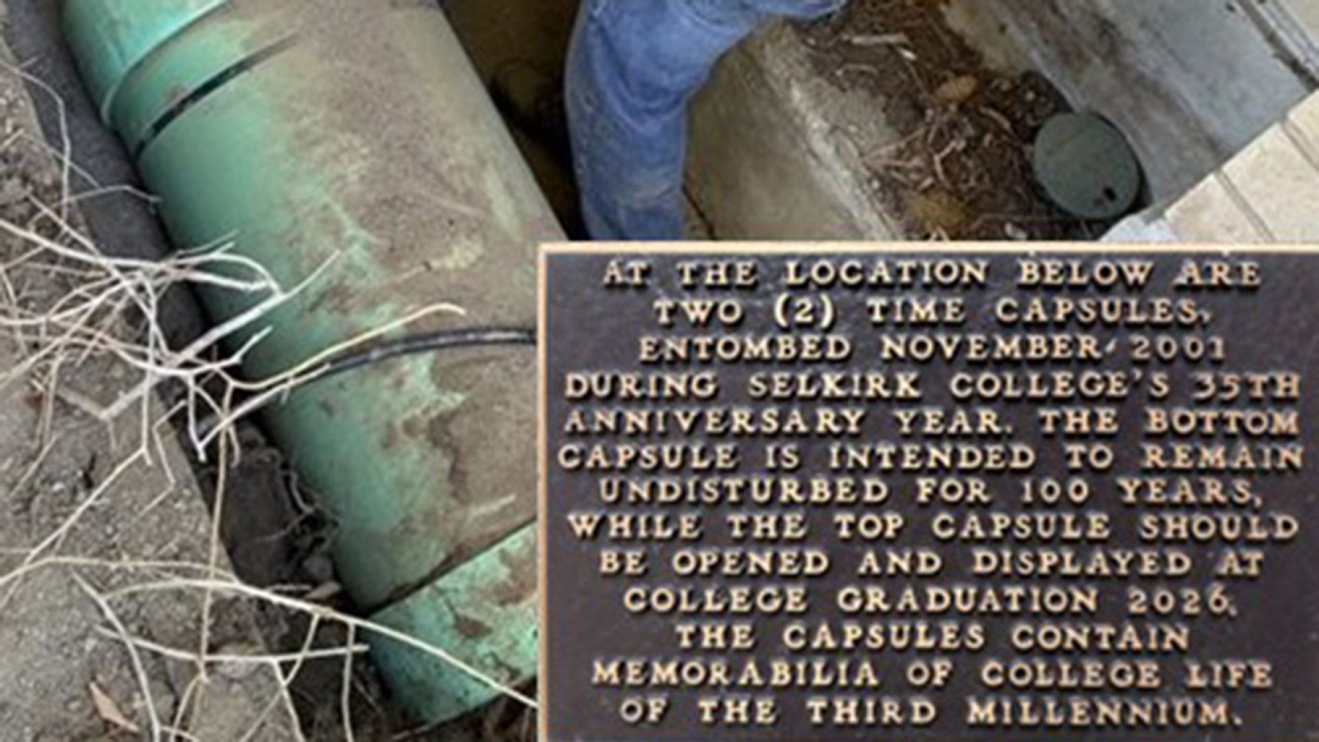 A time capsule and a plaque