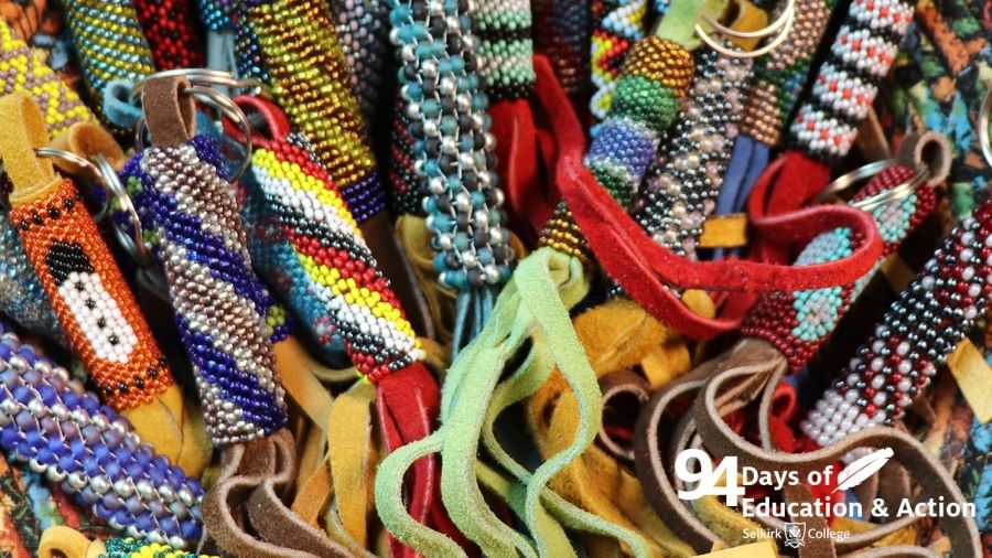 An image of colourful beaded crafts