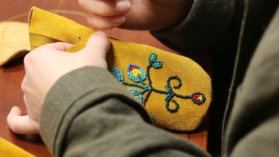 Moccasin making at Castlegar Campus