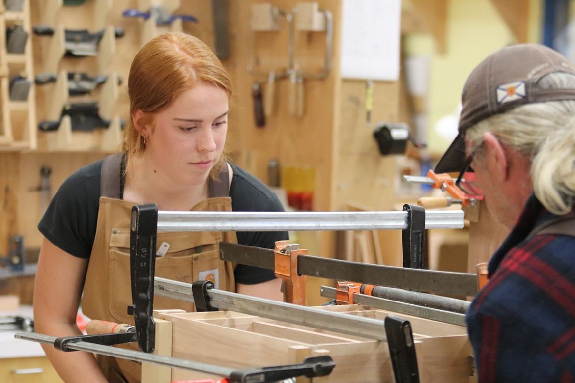 Fine Woodworking student in classroom