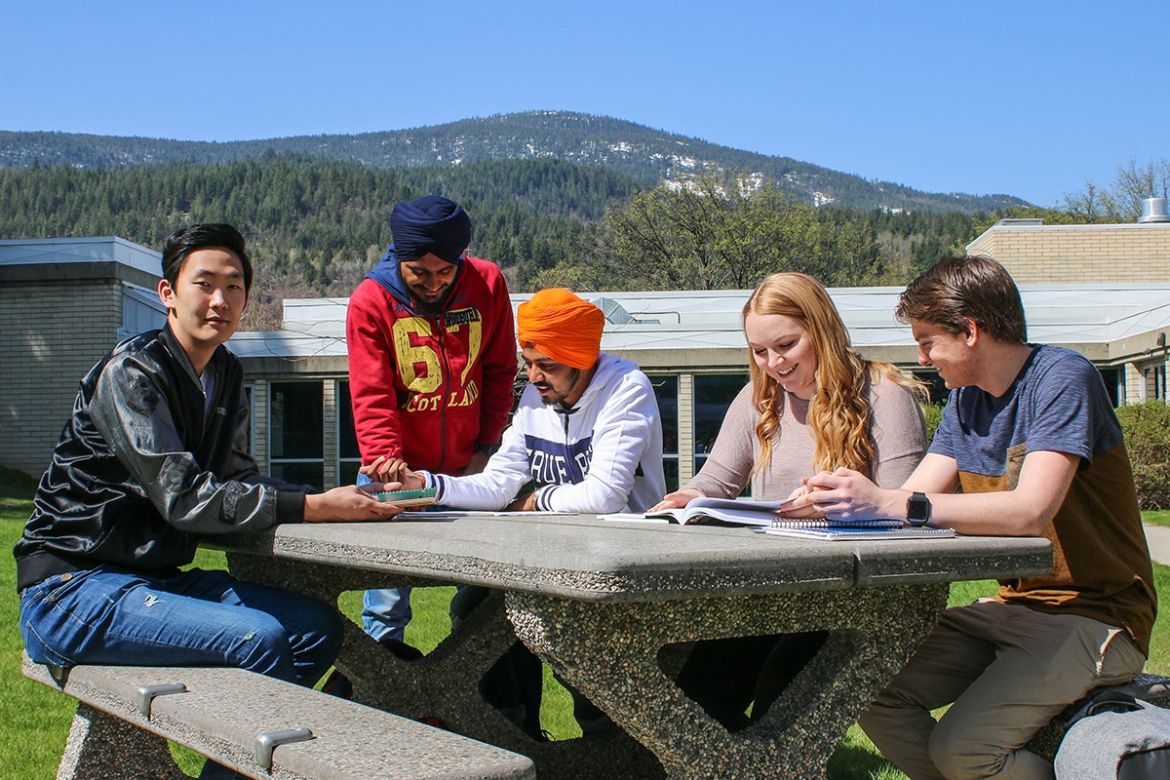 Students studying outside