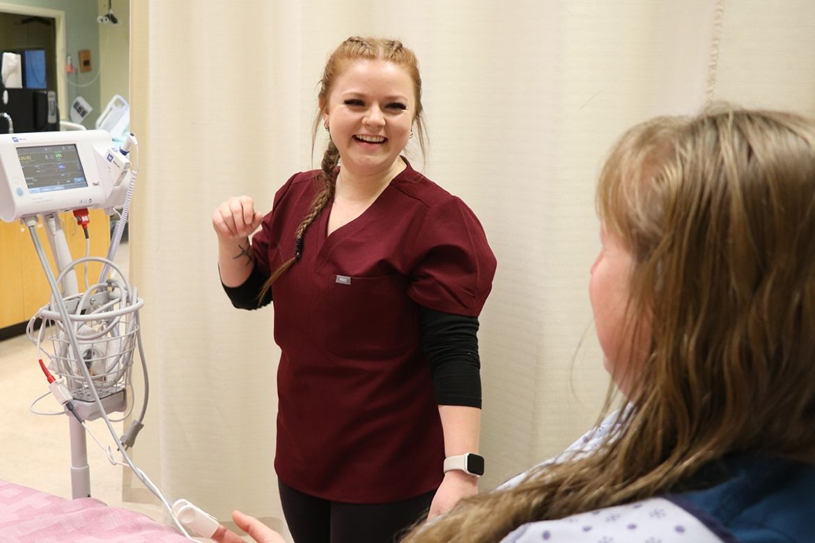 Selkirk College nursing student doing a in-person simulation