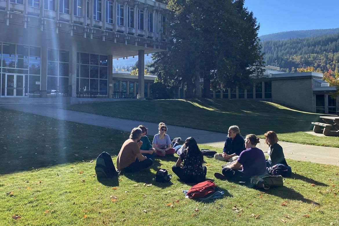 Student psychology club outside castlegar campus