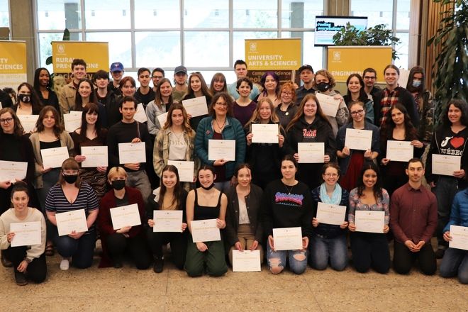 Students in the School of University Arts & Sciences took a late-semester pause to be recognized by faculty for outstanding efforts over the last two semesters at the annual UAS Excellence Awards on the Castlegar Campus.