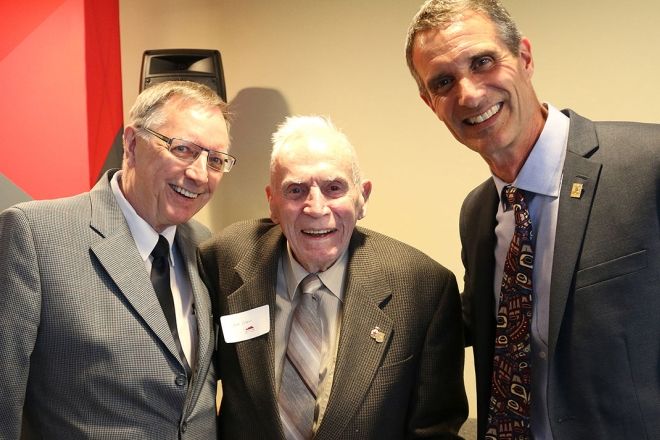 A former Selkirk College Board of Governors chair and dedicated community builder, Dr. Jack Colbert (middle) passed away in December 2021 just shy of his 100th birthday.